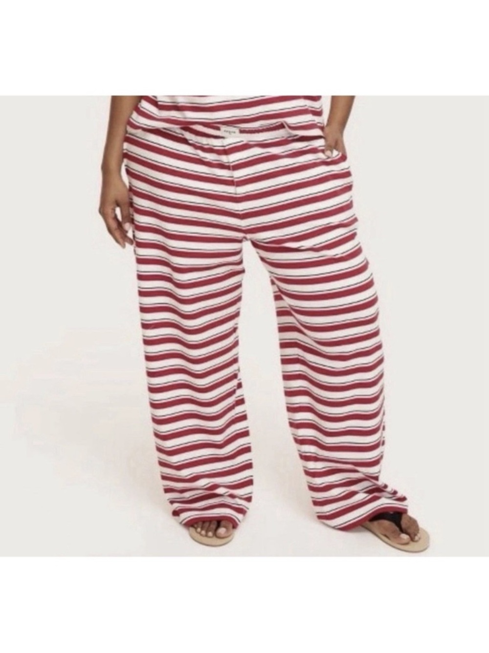 Striped Wide-Leg Lounge Pants - Red & White
